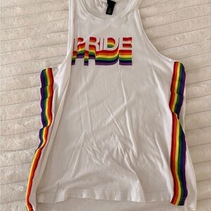 White Pride Tank with Rainbow Stripes